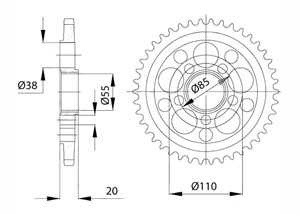 Rear sprocket Steel Ducati Chain 525