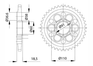 Rear sprocket Steel Ducati Chain 525