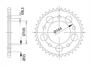 Rear sprocket Steel Gilera Chain 525