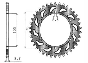 Rear sprocket Steel Triumph Chain 530