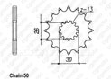 Front sprocket Triumph 750/900/1000 91