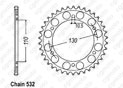 Rear sprocket Yam Yfz-r6 2003 Pas 532